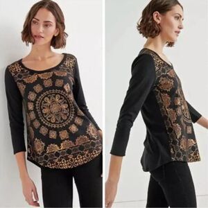 Lucky Brand NWT‎ Bronze Black Medallion Tee Size Small